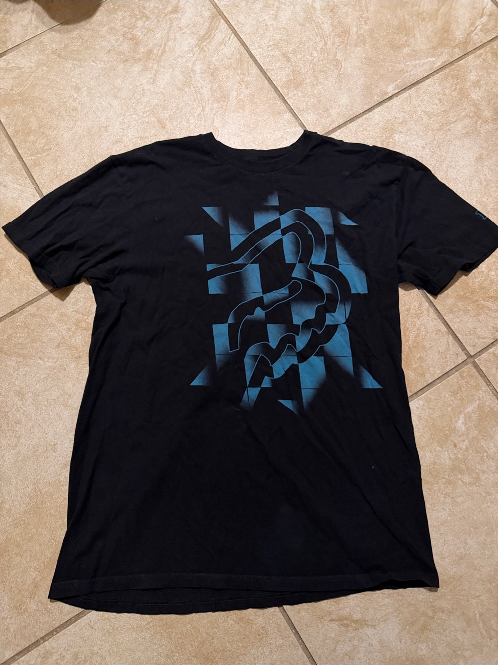 Fox Black Short-Sleeve Tee with Blue Geometric Logo